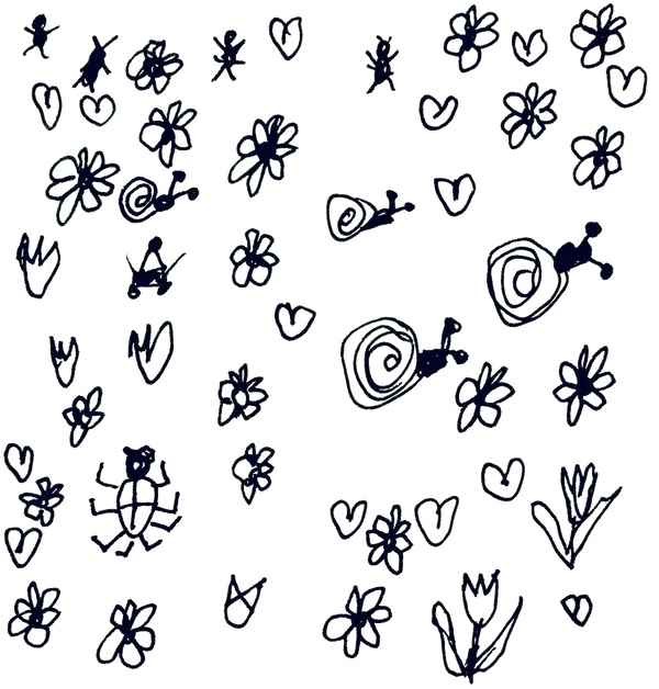Transparent bullet journal doodles on a dark background