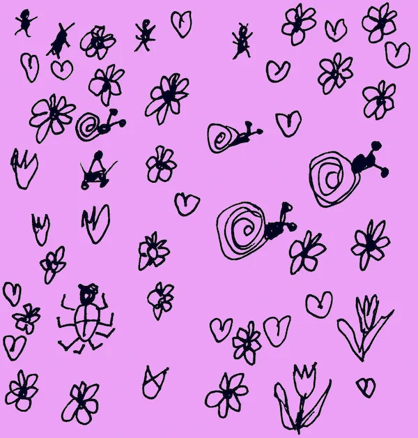 Transparent bullet journal doodles on a pink background